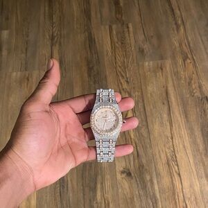 Silver and Gold 1:1?Moissanite Diamond AP Watch